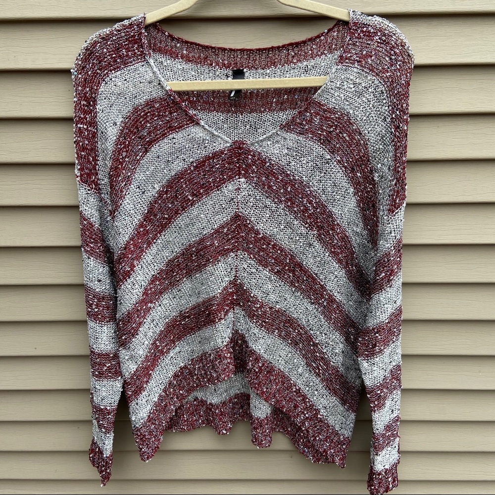 Pronto USA sparkly sequin stripe v neck sweater